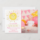 Invitation Petit soleil rose et or Anniversaire (Devant)