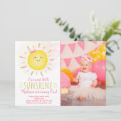Invitation Petit soleil rose et or Anniversaire (Debout devant)