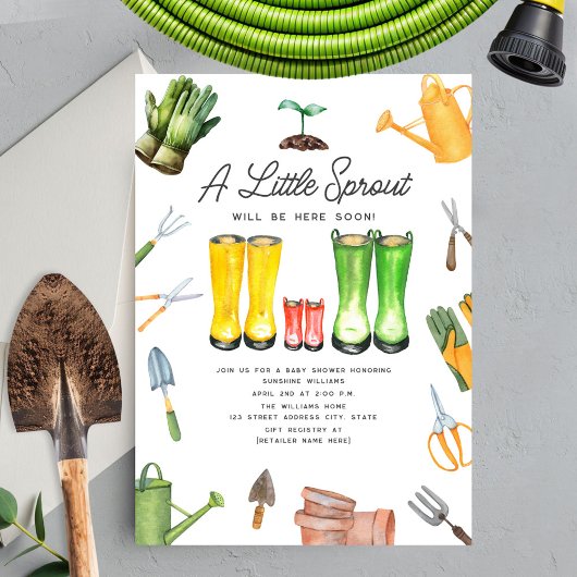 Invitation Petit Sprout Red Rain Boots jardinage