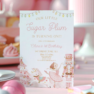 Invitation Petit Sucre Prune Casse-Noisette Fête d'anniversai