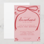 INVITATION PETIT SUEETHEART PREMIER ANNIVERSAIRE (Devant / Derrière)