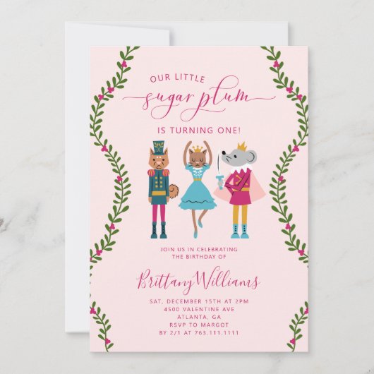 Invitation Petit Sugar Plum Nutcracker fête d'anniversaire (Devant)