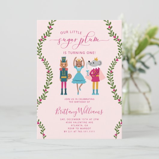 Invitation Petit Sugar Plum Nutcracker fête d'anniversaire (Debout devant)