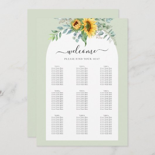 Invitation Petit tableau de sièges (Devant / Derrière)