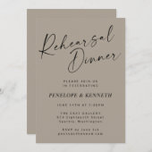 Invitation Petit Taupe moderne Brown Script Dîner de répétiti (Devant / Derrière)