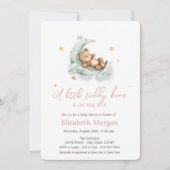 Invitation Petit Teddy Bear Lune Stars Baby shower (Devant)