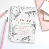 Invitation Petit Tiger Baby shower gris moderne