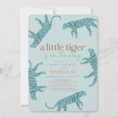 Invitation Petit Tiger moderne Baby shower garçon bleu (Devant)