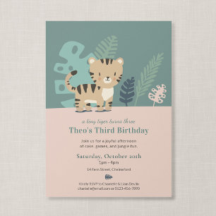 Invitation Petit Tigre Douce Jungle Safari Anniversaire Enfan