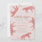 Invitation Petit Tigre moderne Baby shower fille rose (Devant)
