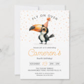 Invitation Petit toucan mignon, survolez, anniversaire de enf (Devant)