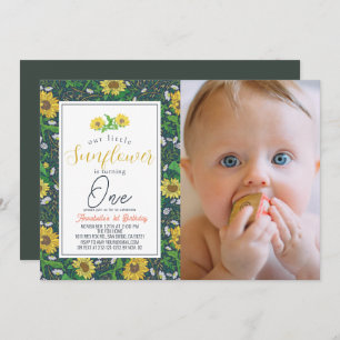 Invitation Petit tournesol Motif Marine 1er anniversaire Phot