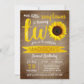 Invitation Petit tournesol Rustique Burlap 2e anniversaire (Devant)