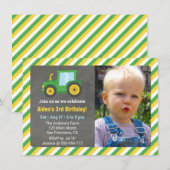 Invitation Petit Tracteur Garçons Photo de fête d'anniversair (Devant / Derrière)