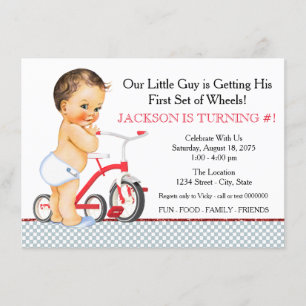Invitation Petit Tricycle d'Enfant Fête d'Anniversaire
