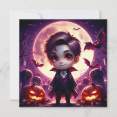 Invitation Petit Vampire Adorable sous la Pleine Lune (Devant)