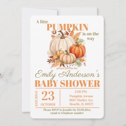 Invitation Petit Watercolor Baby Shower (Devant)