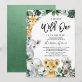 Invitation Petit Wild One Safari Jungle Animaux Baby shower (Devant / Derrière)