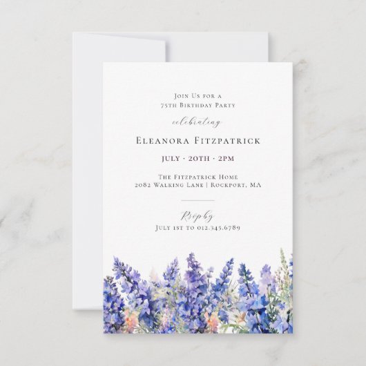 Invitation PETITE 75e Anniversaire Fleur de Naissance du Mois (Devant)