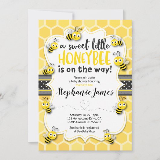 Invitation Petite abeille sur le chemin | Baby shower (Devant)