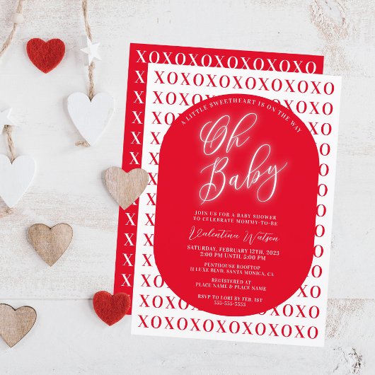 Invitation Petite Amour Sur Le Chemin Baby shower Valentine