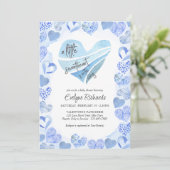 Invitation Petite amoureuse Blue Love Hearts Baby shower garç (Debout devant)