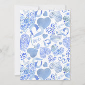 Invitation Petite amoureuse Blue Love Hearts Baby shower garç (Dos)
