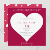 Invitation Petite amoureuse est en chemin baby shower fille (Devant / Derrière)