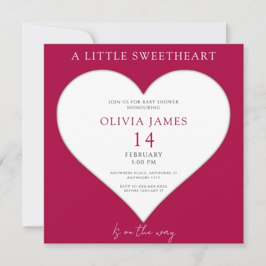 Invitation Petite amoureuse est en chemin baby shower fille (Devant)