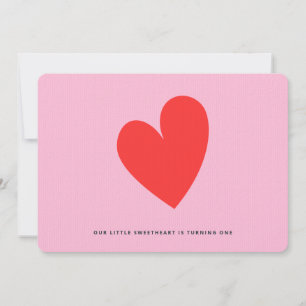 Invitation Petite amoureuse minimaliste fille 1er anniversair