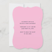 Invitation Petite amoureuse rose fille premier anniversaire (Dos)