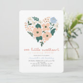 Invitation Petite amoureuse rose florale fille Anniversaire (Debout devant)