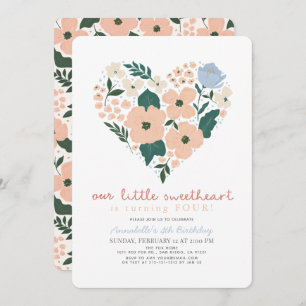 Invitation Petite amoureuse rose florale fille Anniversaire