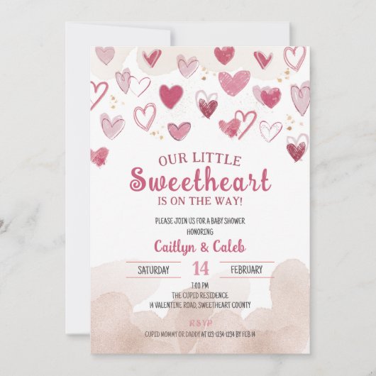Invitation Petite amoureuse sur le chemin, Baby shower, Cupid (Devant)