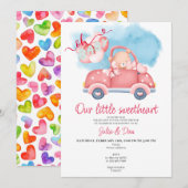Invitation Petite amoureuse Teddy Bear Valentine Baby shower (Devant / Derrière)