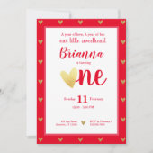 Invitation Petite amoureuse Valentine Coeurs Premier annivers (Devant)