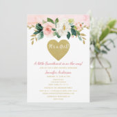 Invitation Petite amoureuse Valentine fille Baby shower rose (Debout devant)