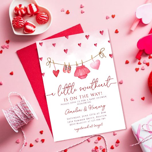 Invitation Petite amoureuse Valentines Baby shower fille