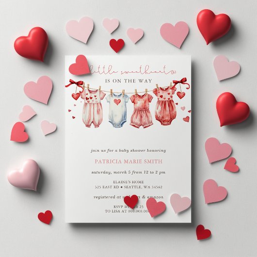 Invitation Petite amoureuse Valentines Baby shower fille