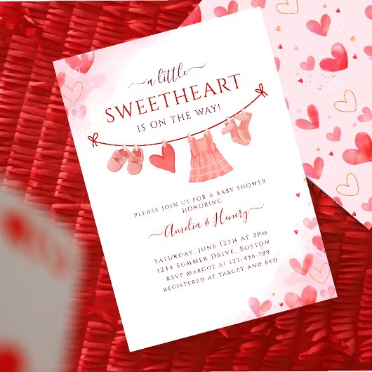 Invitation Petite amoureuse Valentines Baby shower fille