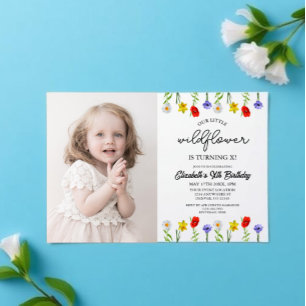 Invitation Petite Anniversaire Fille Enfant Fleur Sauvage
