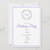 Invitation Petite aquarelle violette fleurit couronne (Devant)