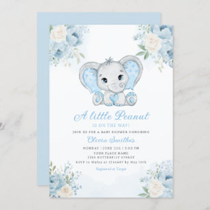 Invitation Petite arachide aquarelle garçon éléphant Baby sho