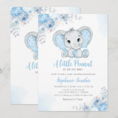 Invitation Petite arachide aquarelle garçon éléphant Baby sho (Devant / Derrière)