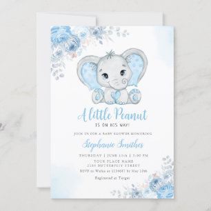 Invitation Petite arachide aquarelle garçon éléphant Baby sho