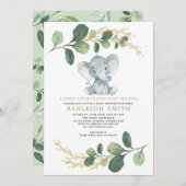 Invitation Petite arachide douce Baby shower éléphant (Devant / Derrière)