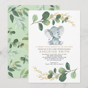 Invitation Petite arachide douce Baby shower éléphant
