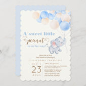 Invitation Petite arachide Eléphant Ballons bébé garçon douch (Devant / Derrière)