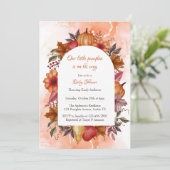 Invitation Petite Baby shower Citrouille aquarelle orange (Debout devant)