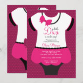 Invitation Petite Baby shower Diva Invitation, Rose, Noir (Devant / Derrière)